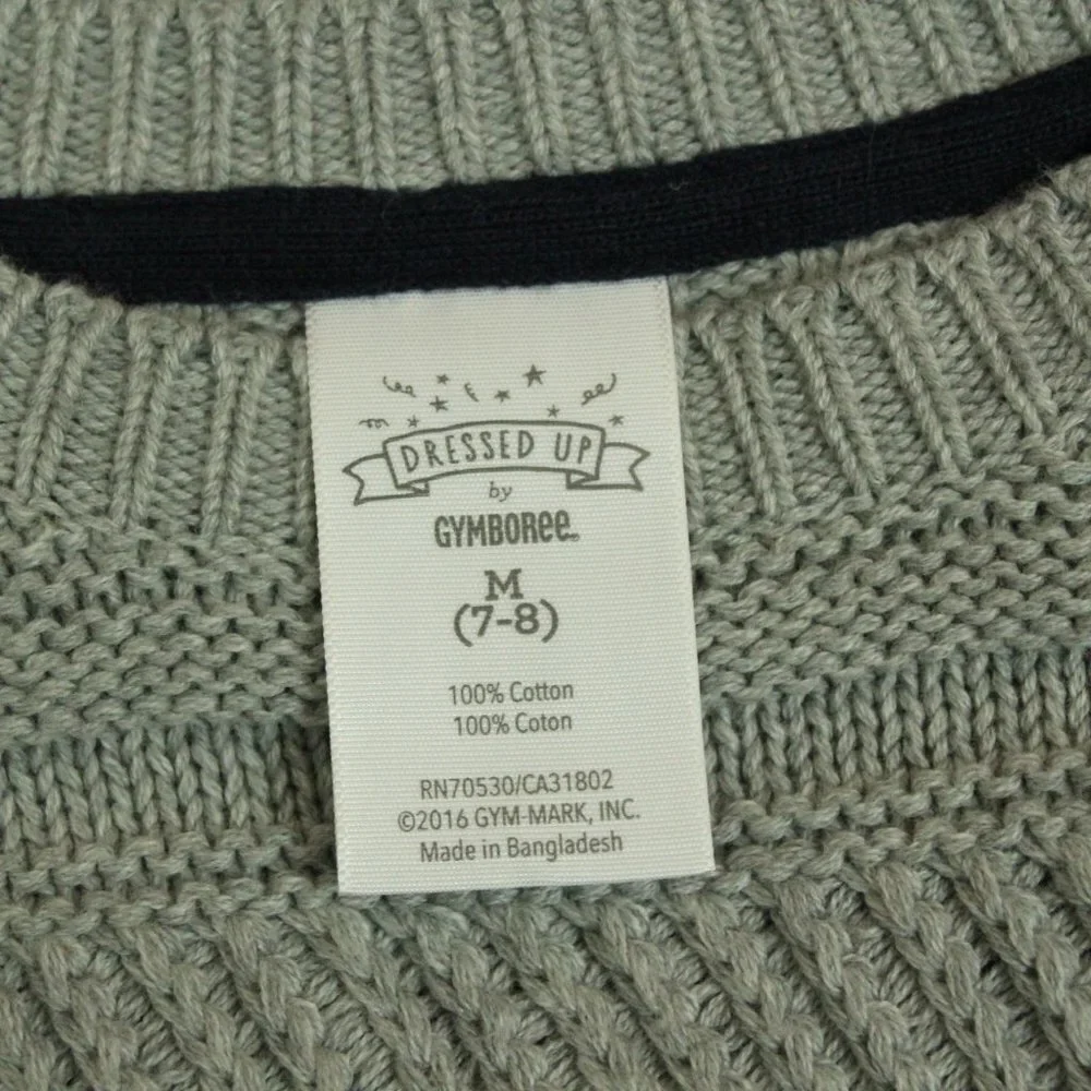 NEW! GYMBOREE Gray Cable Knit Sweater Boys M 7-8 Holiday Pullover 100% Cotton